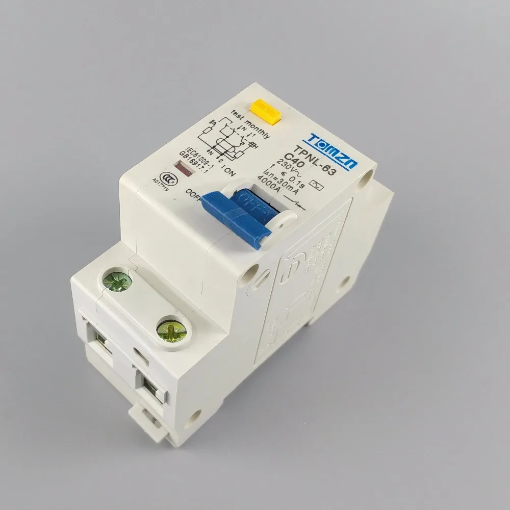 TPNL DPNL 230 В 1P+ N автоматический выключатель остаточного тока с защитой от перегрузки и короткого тока от утечки RCBO MCB