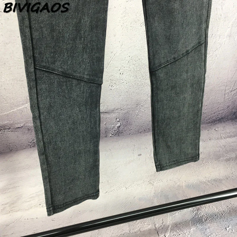 BIVIGAOS женские джинсовые леггинсы повседневные Модные обтягивающие тонкие потертые Джеггинсы тонкие эластичные джинсовые леггинсы для женщин Брюки-карандаши