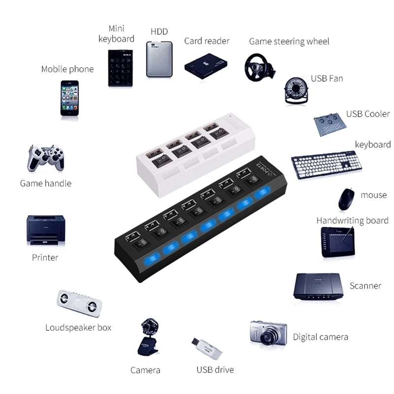 Rosinop мини мульти USB концентратор 3 0 4 7 портов разветвитель переключатель hab 2 с