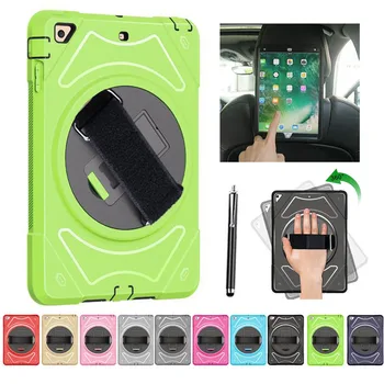 

XSKEMP For iPad Pro 9.7 2016 A1673 A1674 A1675 Hand Strap Case 360 Degrees Rotate Handle Stand Hard Kickstand 3 Layer Case Cover