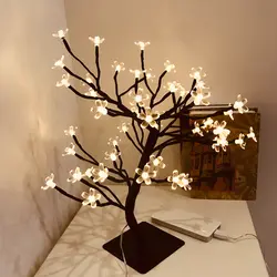 24 36 48 светодиодный USB дерево лампа люсис привело decoracion Рождественские огни сливы ночник свадебные украшения дома 45 см дерево света