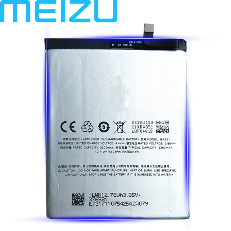 

Meizu 100% Original BA851 3360mAh New Production Battery For Mei zu Meilan E3 PHone high quality+Tracking Number