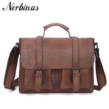 Norbinus, мужские деловые портфели из натуральной кожи, вместительная сумка для ноутбука, повседневные сумки через плечо, Мужская большая сумка
