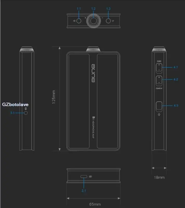 Aune B1 Separate Pure Class A Ear Amplifier Portable HIFI Headphone Amplifier Handset Ear Amplifier