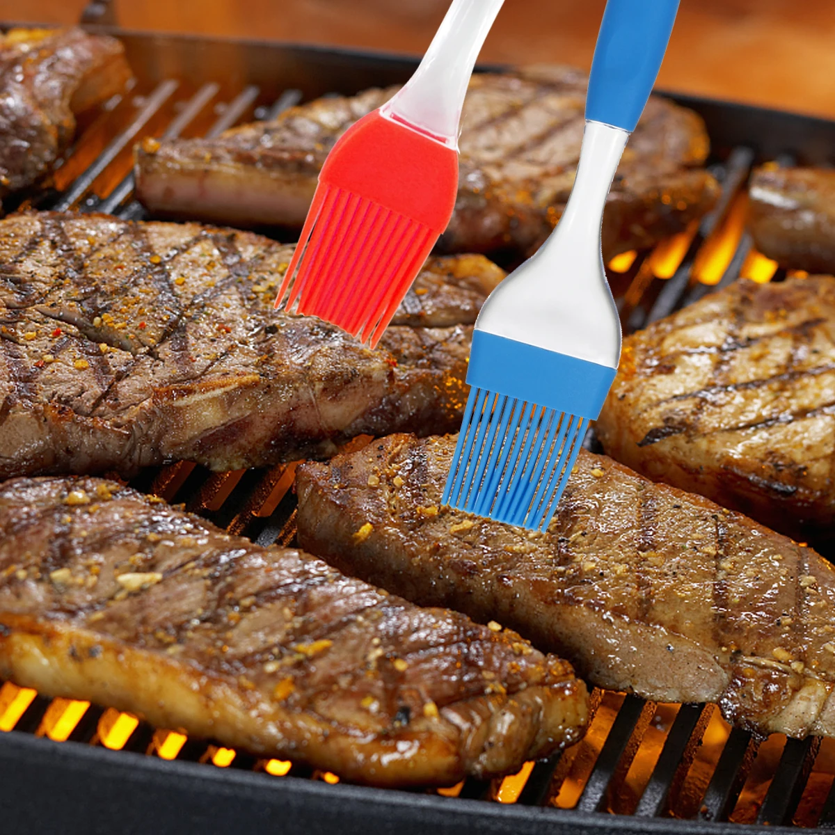 2pcs/set Heatproof Silicone Brush with Transparent Handle Oil Sauce