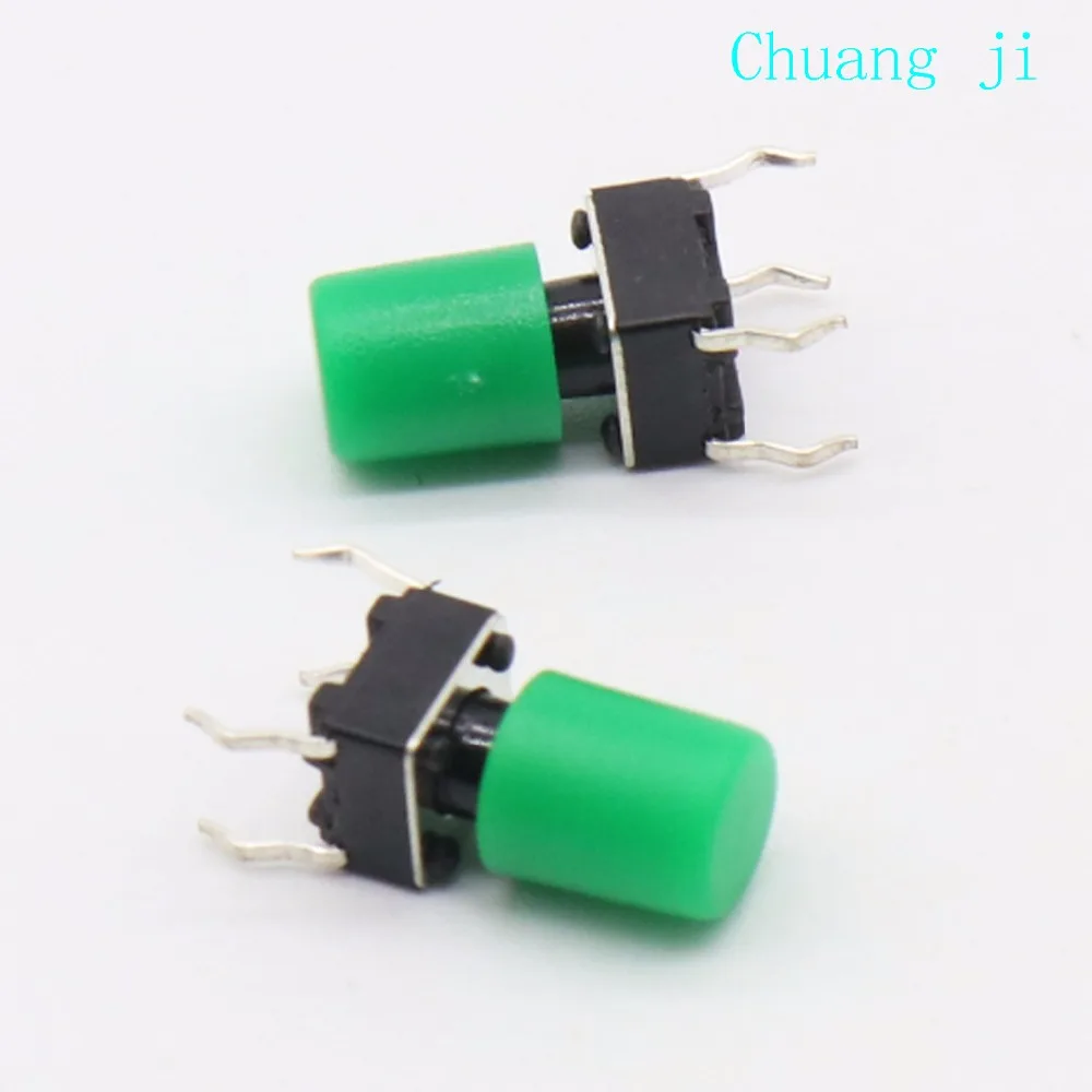 100pcs/lot Green Plastic Cap Hat G62 for 6*6mm Tactile Push Button Switch Lid Cover Free Shipping | Обустройство дома