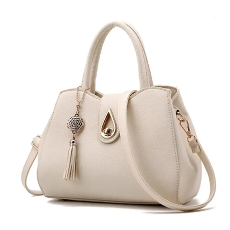 Женская сумка с кисточками высокого качества из искусственной кожи Сумка через плечо сумка-тоут сумки короткая женская сумка через плечо женские сумки для женщин A10290 - Цвет: beige handbag