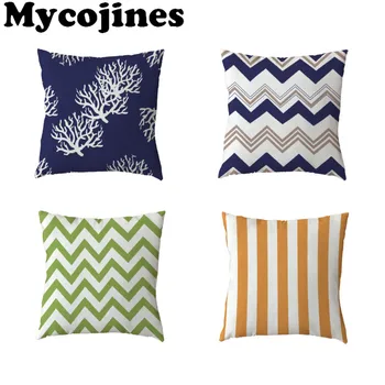 

Simple Ethnic White Throw Cushion Cover Geometric Green Stripe Anchor Rectangle Home Bedroom Sofa Drom Decoration Pillow Cases