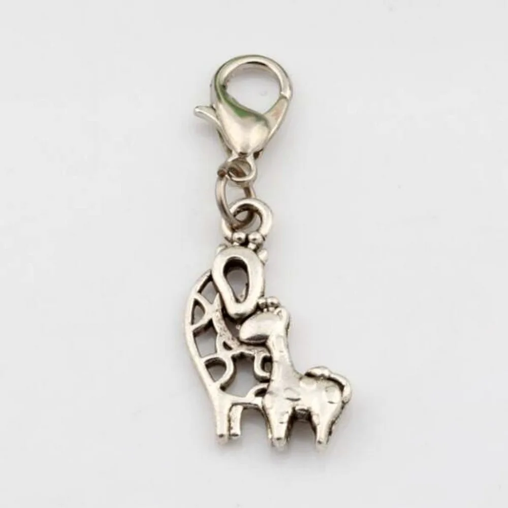 

150pcs Tibetan Silver New Giraffe Charm Lobster claw clasp Fit Bracelet 35x10.5mm 36D72