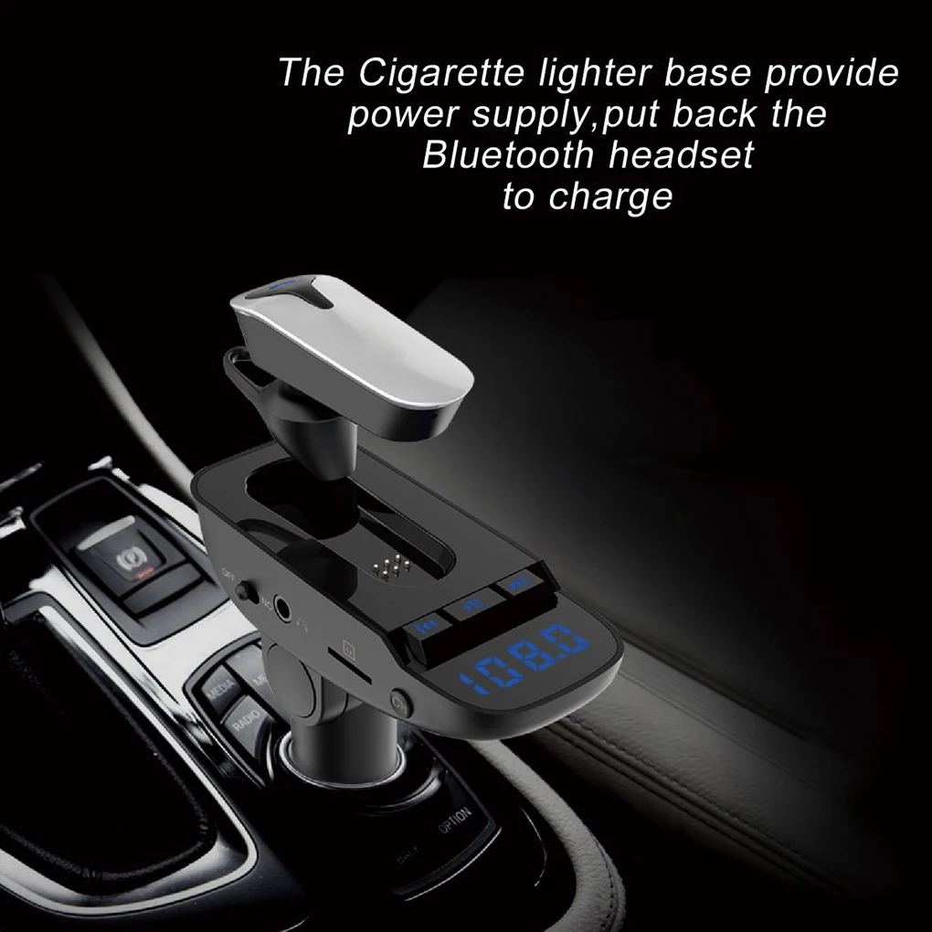 Universal Wireless Bluetooth Headset FM Transmitter MP3 Radio Adapter TF SD Card Earphone USB Charger Car Smartphones