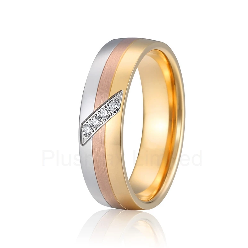 

designer wedding band engagement rings for women color silver rose gold yellow gold tricolor europe quality jewelry