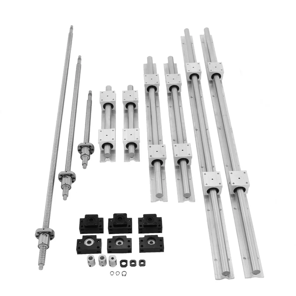 SBR20 линейная направляющая + 3 шариковых винта RM1605 350/650/1050 мм BK/BF 12 CNC Kit|Детали