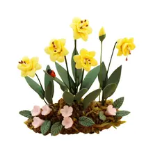 Новинка 1:12 кукольный домик minaiture глина Цветущая желтая Петуния для сада на открытом воздухе