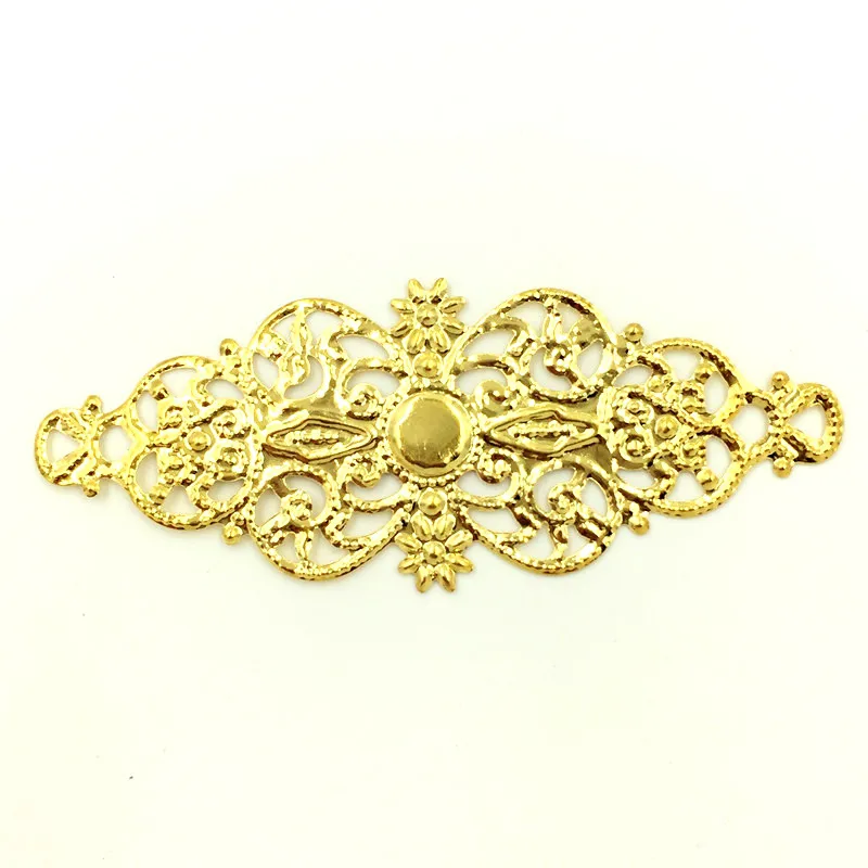 

100Pcs Gold Plated Hollow Rhombus Flower Connectors Embellishment Crafts Making 61x24mm