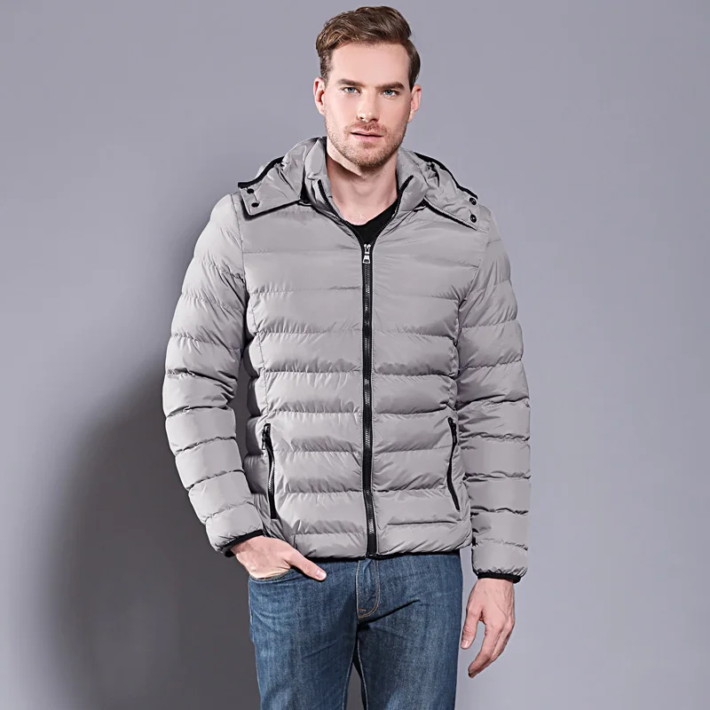 COUTUDI новая зимняя куртка пальто для мужчин s с капюшоном Толстая теплая ветрозащитная качественная хлопковая стеганая брендовая одежда мужская верхняя одежда пальто - Цвет: Gray