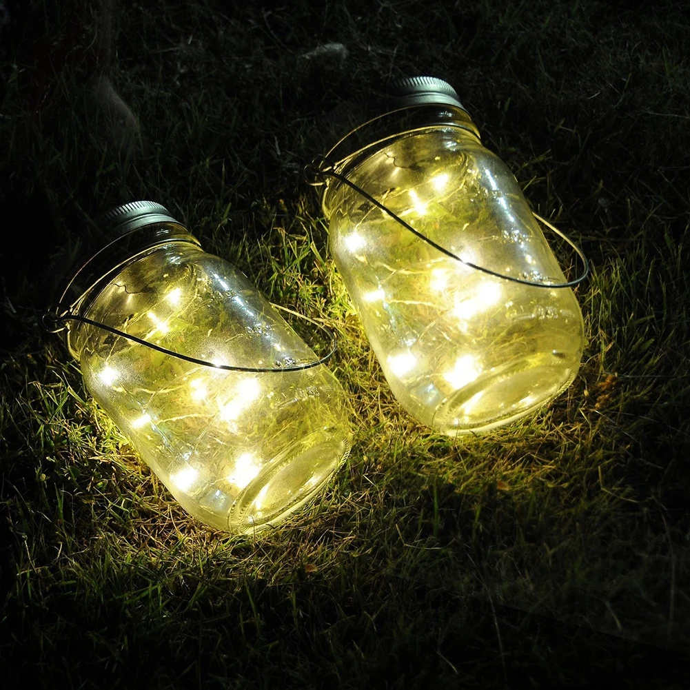 10/20LED Солнечная крышка вставляемая гирлянда для декора сада лампа каменщика