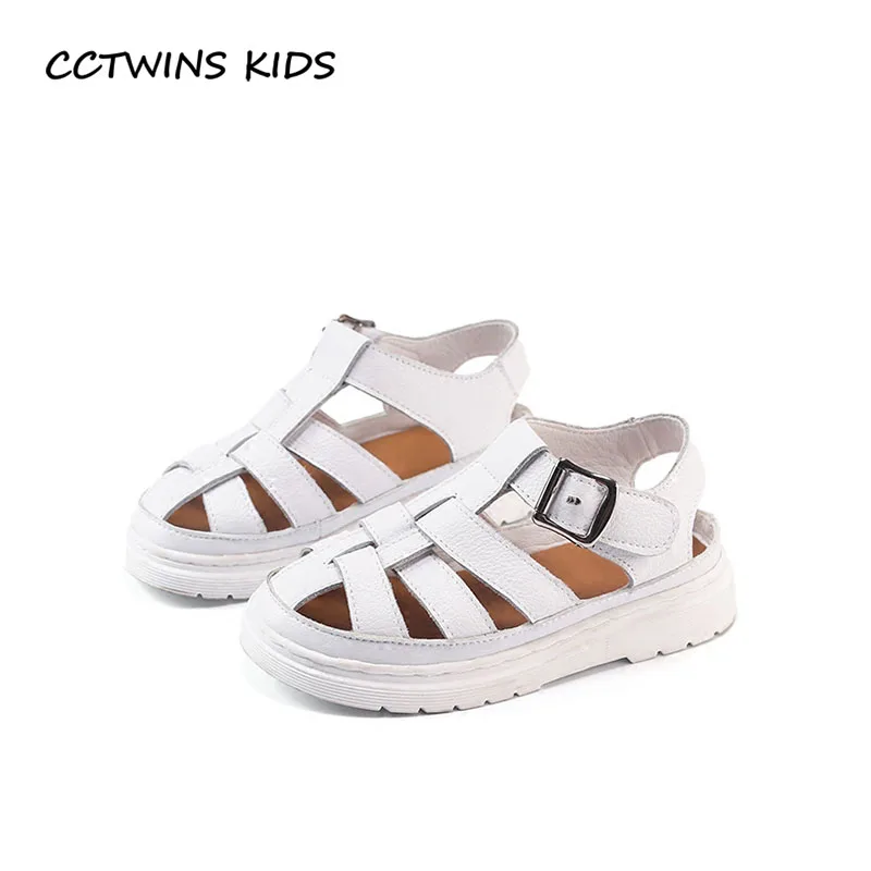 

CCTWINS KIDS 2018 Summer Children Genuine Leather Black Shoe Baby Boy Fashion Beach Sandal Girl Brand Flat White BB160