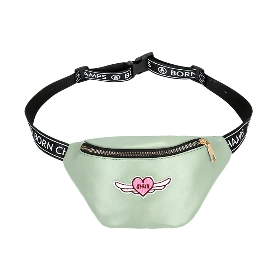 

Fashion Handbag Waist Packs For Women Lovely Heart Print Shopping Mini Chest Bag With Zipper Adjustable Band Travelling Bag