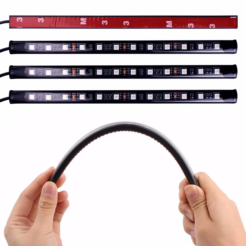 Автомобильный Стайлинг интерьер RGB 12LED полосы света атмосфера украшения лампа 12 В Автомобильный Свет Интерьер Свет Android iOS телефон приложение управление