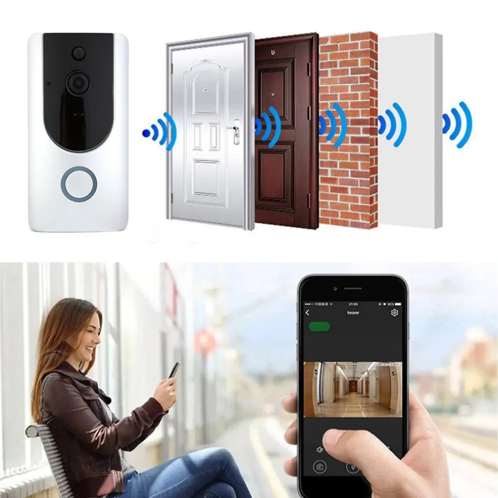 

720P Smart Wifi Doorbell Motion Detection Home Security Night Vision Infrared Sensor Alarm Wireless HD Video Doorbell US Plug