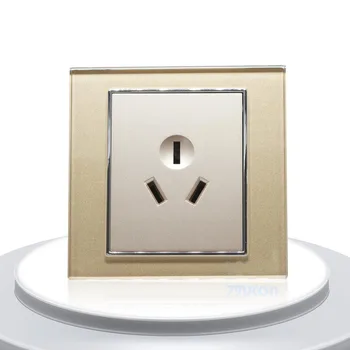 

Free Shipping wall socket CN Standard 16A 3Pin Wall Panel Socket Golden Crystal Glass Wall Power Plug Socket