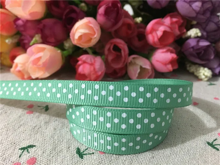 3/8" polka dots printed grosgrain ribbons 10 yards for DIY hairbow