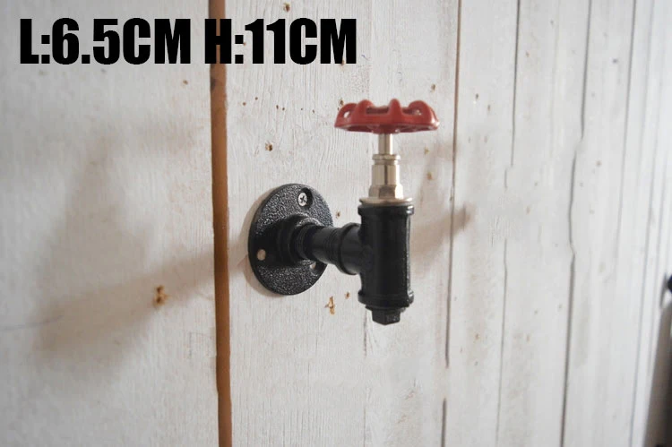 

Industrial style 1 piece Retro Cast Iron Pipe Hook With Flange For valve Straight hook Clothe Industry Style Pipe Valve Hook