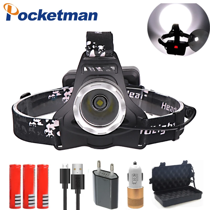 

Rechargeable LED Headlight xhp70 Riding light IPX-6 Head Lamp 40000ml 3 modes headlamp Use 3*18650 battery for Cycling Powerful