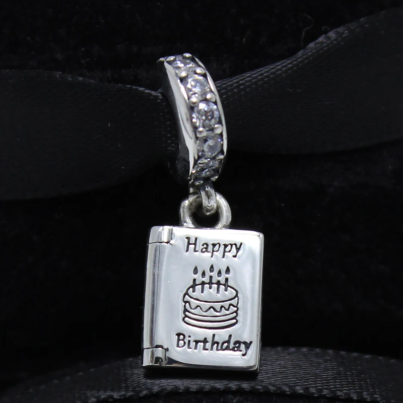 

ROCKART 925 Sterling Silver Birthday Wishes Charm Pendant Dangle With CZ Charm Fits European Brand Bracelets Diy Jewelry