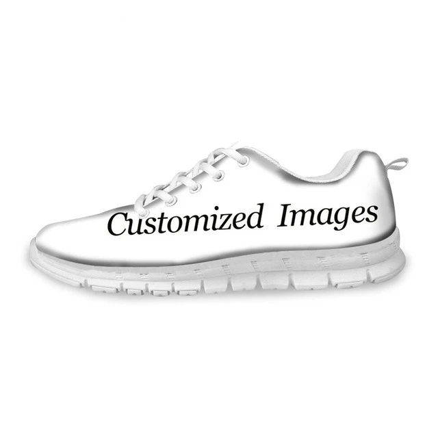Doginthehole/Женская обувь; больничные кроссовки с принтом для подростков; Легкая сетчатая обувь на плоской подошве; женская обувь для медсестры на шнуровке - Цвет: Customized AQ