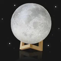 Перезаряжаемая Лунная лампа 3D принт Лунная Ночная лампа сенсорное управление яркость (желтый + белый) Лунный свет креативные подарки