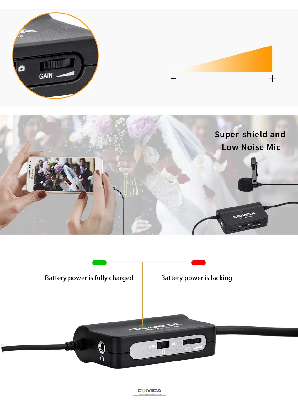 Comica CVM-V05 Omnidirectional Clip-on Lavalier Lapel Microphone for Canon Nikon Fuji Cameras for iPhone Samsung Smartphones