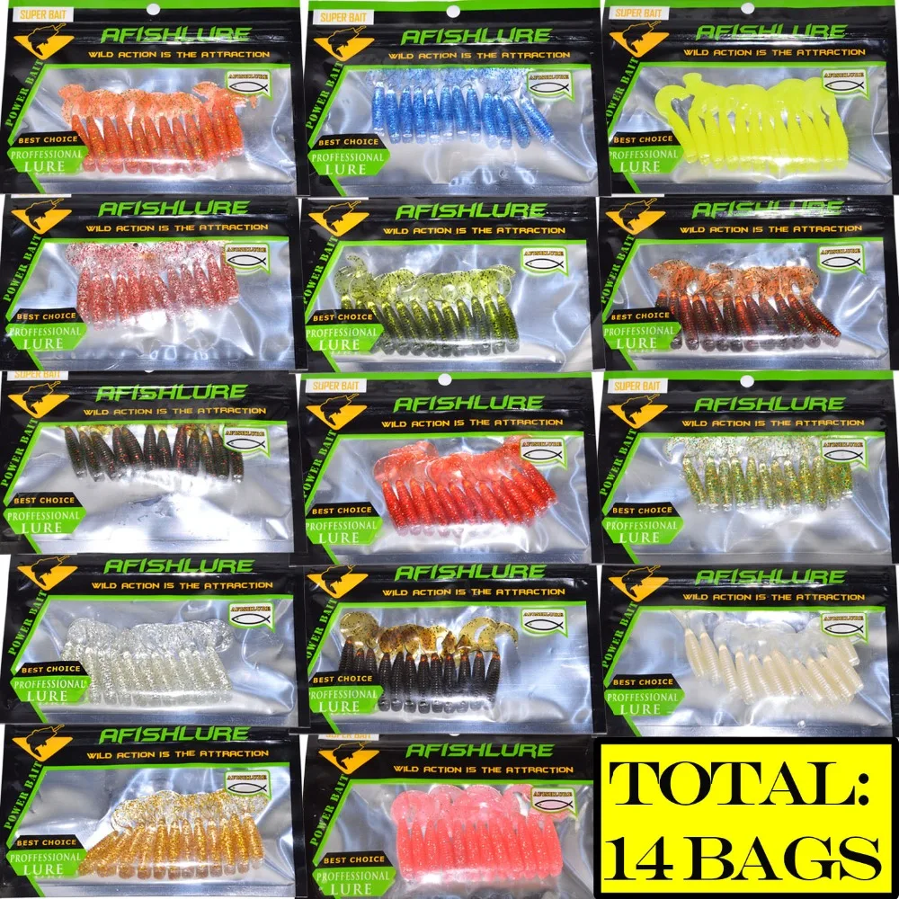 Buy 168pcs Curly Tail Soft Fishing Lure 45mm 1.2g