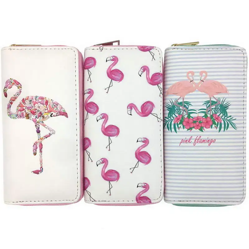 

KANDRA Pink Flamingo Wallet 2019 Fashion Women PU Leather Long Wallet Women Purse Wallet Bird Design for Girls Card Phone Bag
