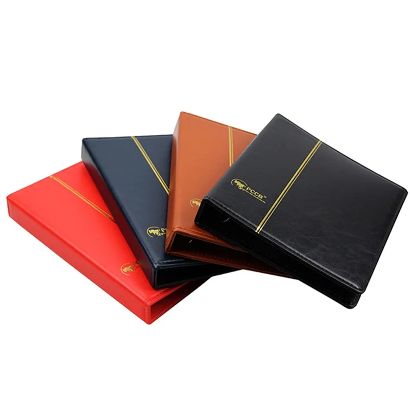 

3 Hole leather empty coin album paper money Most 20 sheets Commemorative Coin Collection album Folder books books for coins