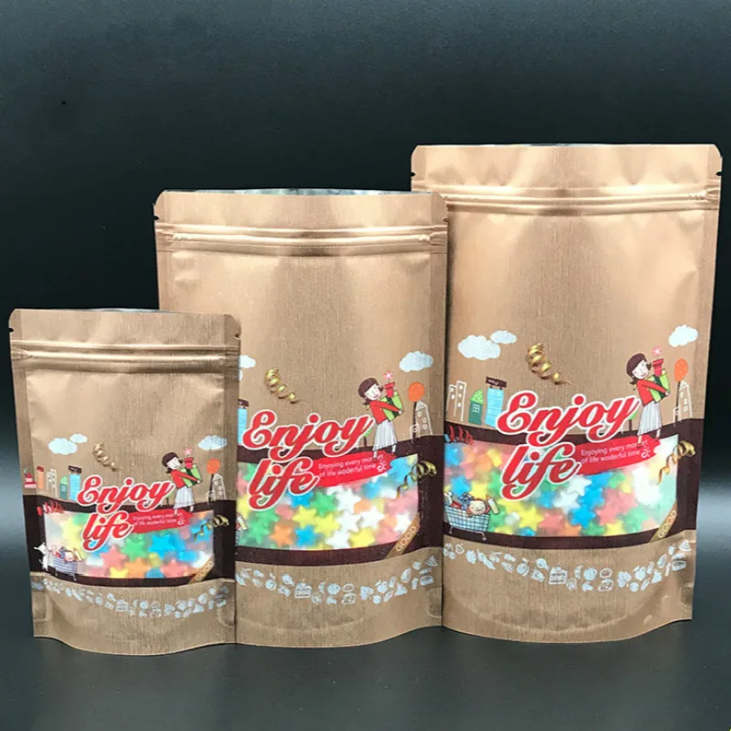 100pcs Rose gold self stand up ziplock bag transparent cute snack food