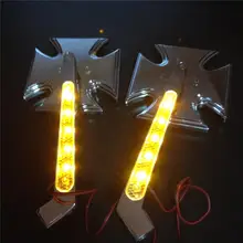 For Motorcycle Harley Springer CHROME LED Turn signal Maltese Cross style mirrors