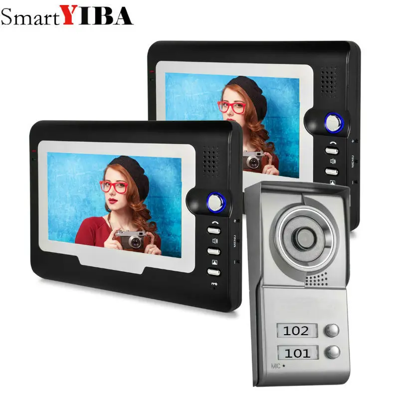 SmartYIBA Apartment Intercom System 2 Monitor 7\ Color Video Door Phone intercom System for 2 house In Stock FREE SHIPPING SmartYIBA Apartment Intercom System 2 Monitor 7\ Color Video Door Phone intercom System for 2 house In Stock FREE SHIPPING