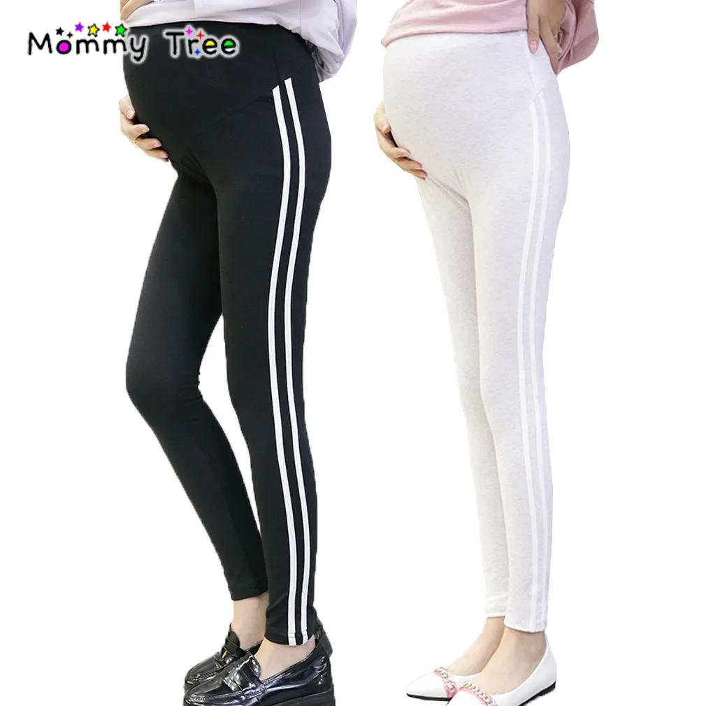 Side Stripe Maternity Leggings for Pregnant Women 2017 Spring Summer High Waist Pregnancy Pants