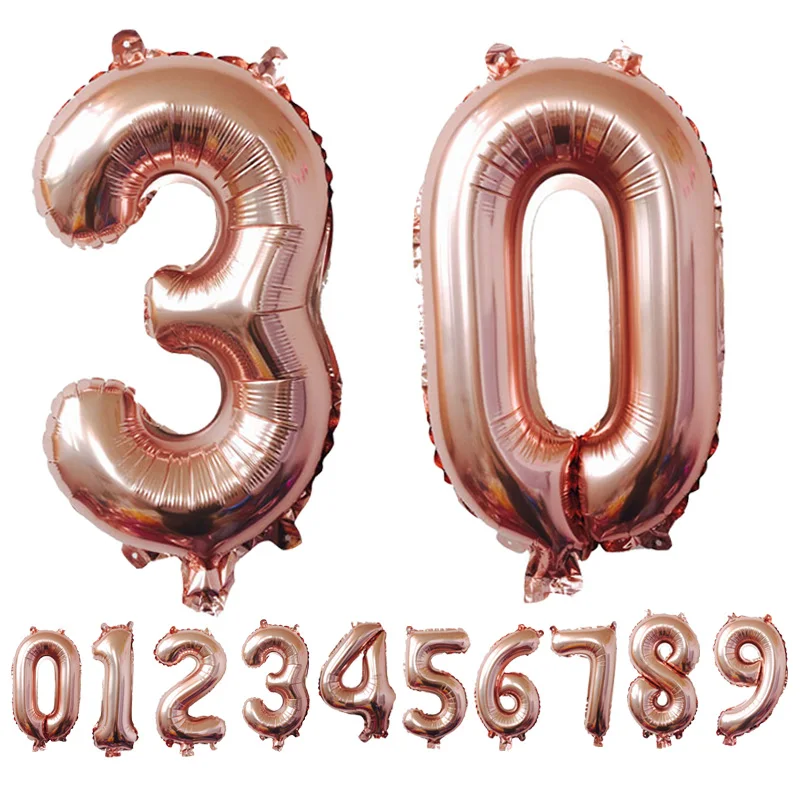 

16 inches Rose Gold Number Foil Balloons Large Digit Helium Balloons wedding decorations Birthday Party Supplies Baby Shower