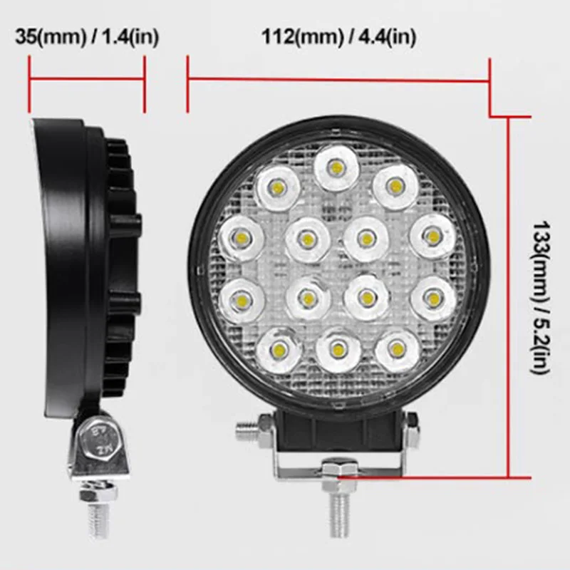 Рабочий свет 42 Вт светодиодный бар 4,4 дюйма круглый светодиодный прожектор автомобиль 4x4 аксессуары внедорожный свет для трактор ATV SUV мотоцикл Лодка балки