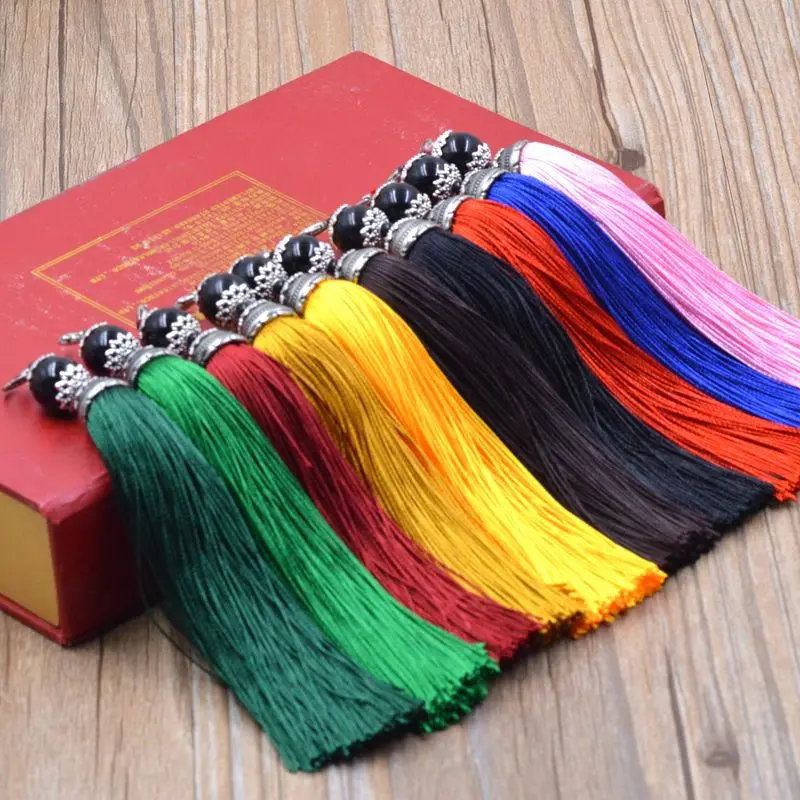 

Red Blue Yellow Polyester Silk Tassel With Black Bead Lobster Clasps for Jewelry Making Findings Components Bag Car Decoration