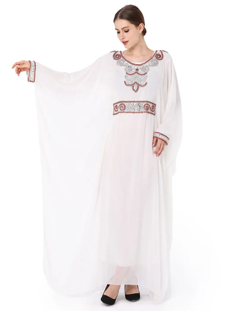 Модное мусульманское платье с вышивкой и длинным рукавом, платье в Дубае, марокканский кафтан, одежда, мусульманское женское платье абайя, турецкое арабское платье