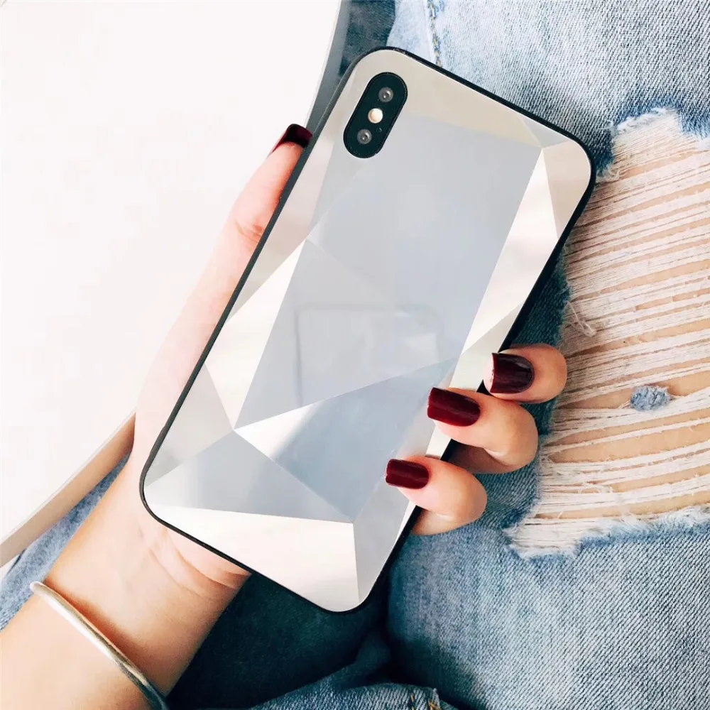 HUANQING Luxury 3D Rhombic Phone Case for iPhone 6 6S Plus 8 7 Plus Fashion Simple Bling Diamond Cover  for iPhone X Xs Max XS XR Case03