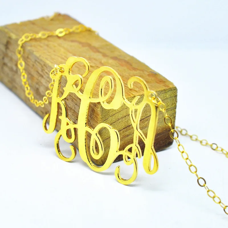 Wholesale Personalized 3 Initial Monogram Name Necklace Custom Silver Design Jewelry Bridesmaid