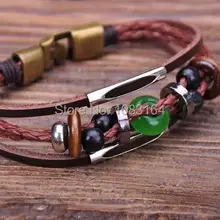 G52 Бронзовый Мода конопли кожа ручной работы из бисера браслет наручная повязка наручник s