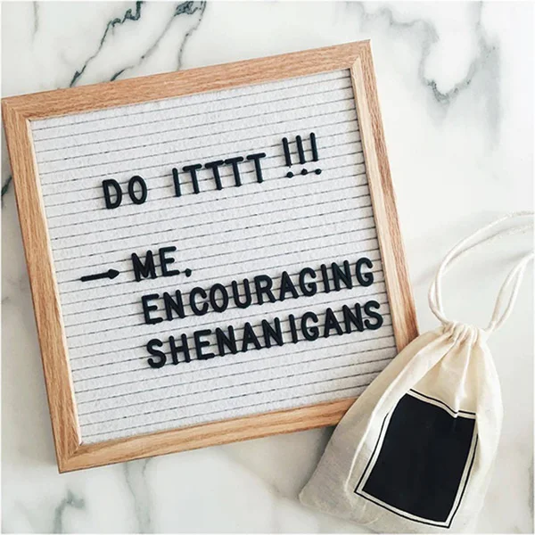 Felt Letter Board Wooden Frame Changeable Symbols Numbers Characters Message Boards for Home Office RT99