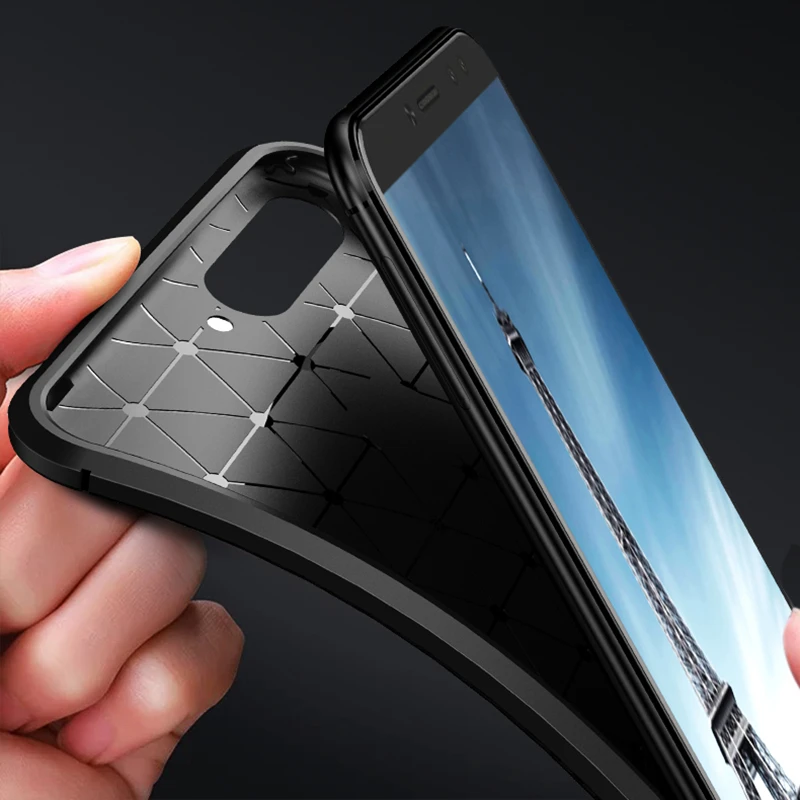 Чехол из углеродного волокна для Huawei Honor 7A прочный бронированный противоударный