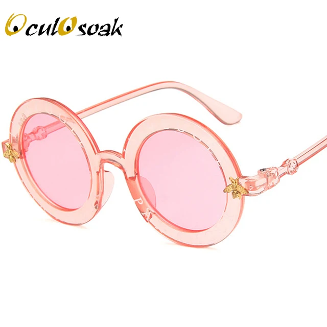 Steampunk Bee Kids Sunglasses Boys Girls Luxury Vintage Children Sunglasses Round Sun Glasses Oculos Feminino Accessories pink pink