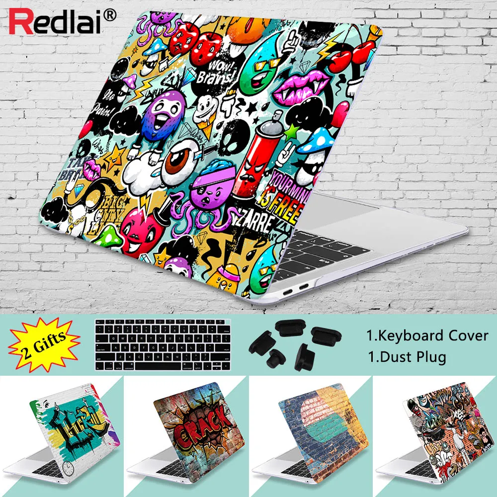Жесткий чехол Redlai с принтом граффити на стену для Macbook Pro 13 15 2019 A2159 сенсорная
